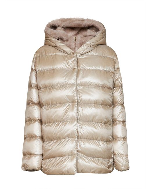Herno Natural Chantilly Ultralight Nylon And Faux-Fur Hooded Down Jacket