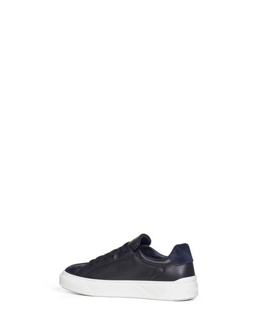 Ferragamo Blue Leather Gancini Sneakers for men