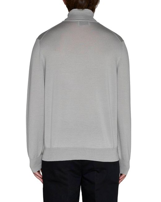 D 40 Gray Virgin Wool Turtleneck Sweater for men