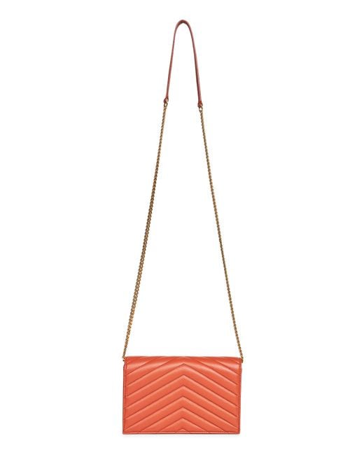 Saint Laurent Red Cassandre Envelope Chain Wallet