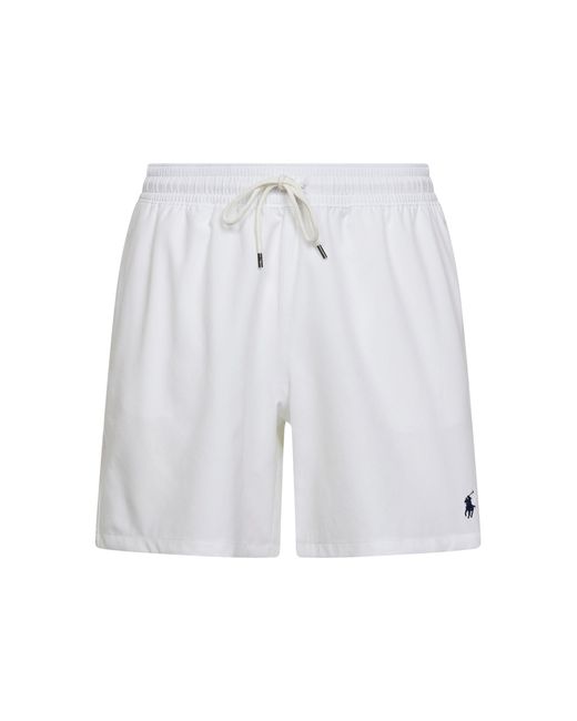 Polo Ralph Lauren White 5.75-Inch Traveler Classic Swim Trunk for men