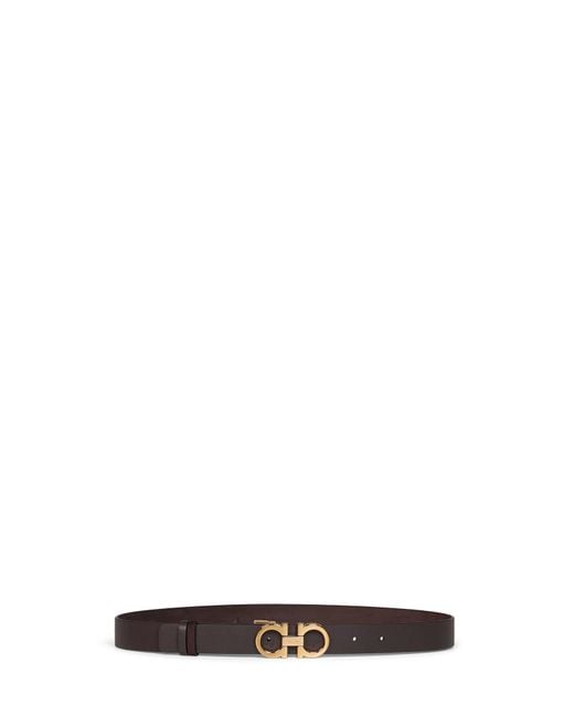 Ferragamo White Dark Suede Gancini Belt