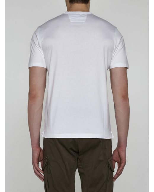 C P Company White Logo And Pockets Cotton T-Shirt for men