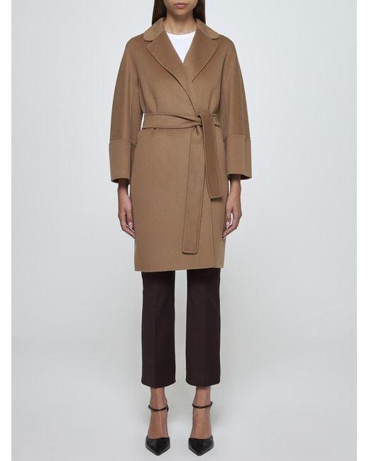 Max Mara Brown Arona Belted Wool Coat