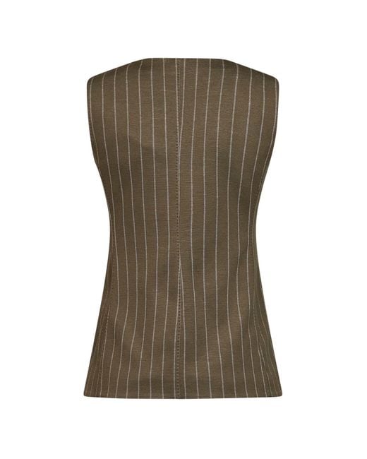 Max Mara Green Khaki Pinstriped Jersey Mxmriccio Vest