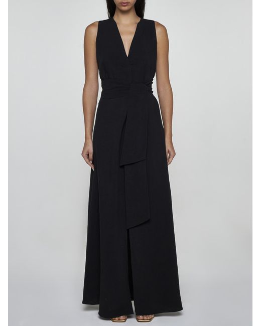 Blanca Vita Black Aralia Linen-blend Long Dress