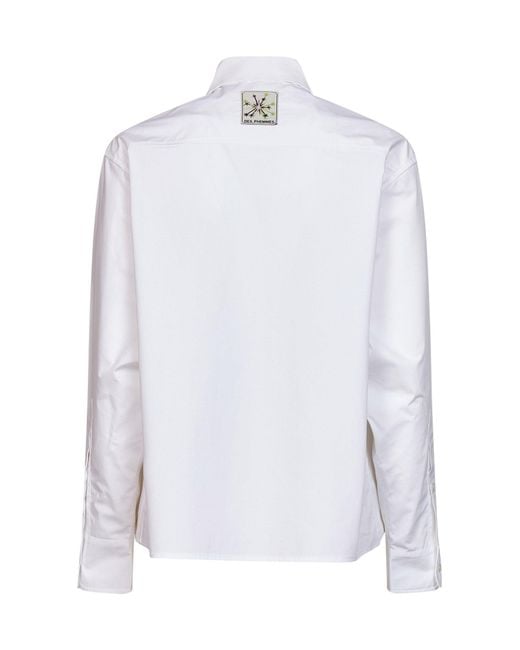 Des Phemmes White Cotton Poplin Embroidered Shirt