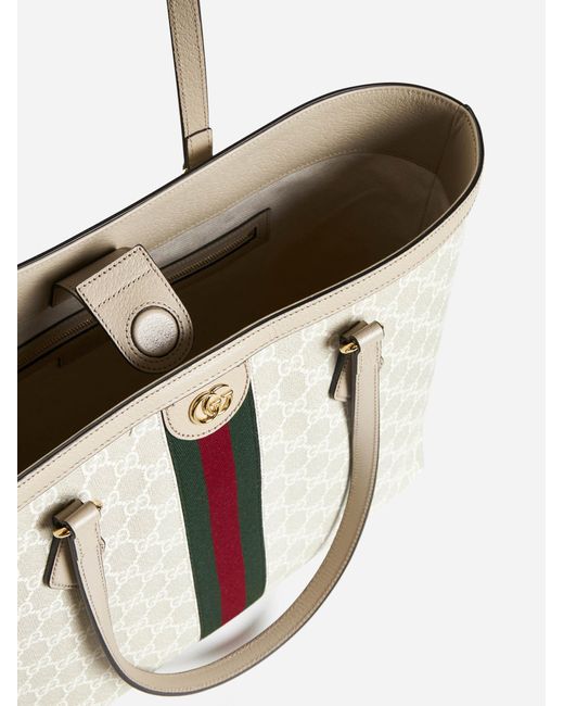 Gucci White Ophidia GG Canvas Medium Tote Bag