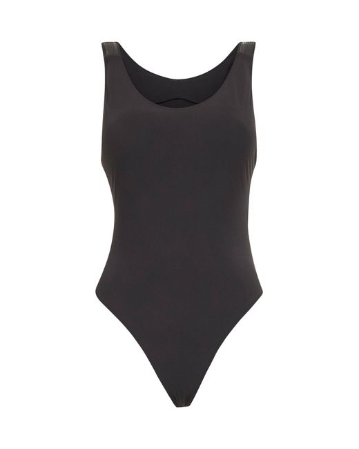 Brunello Cucinelli Black Techno Jersey Precious Details One-Piece Swimsuit