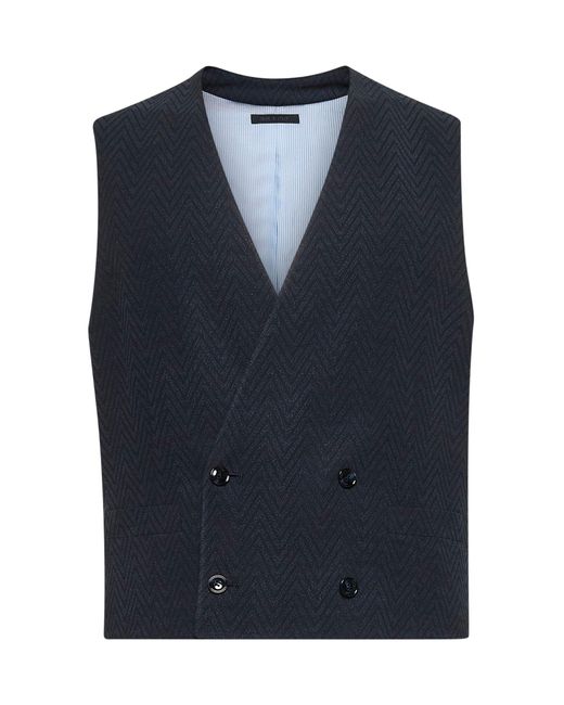 Giorgio Armani Blue Chevron Jacquard Waistcoat for men