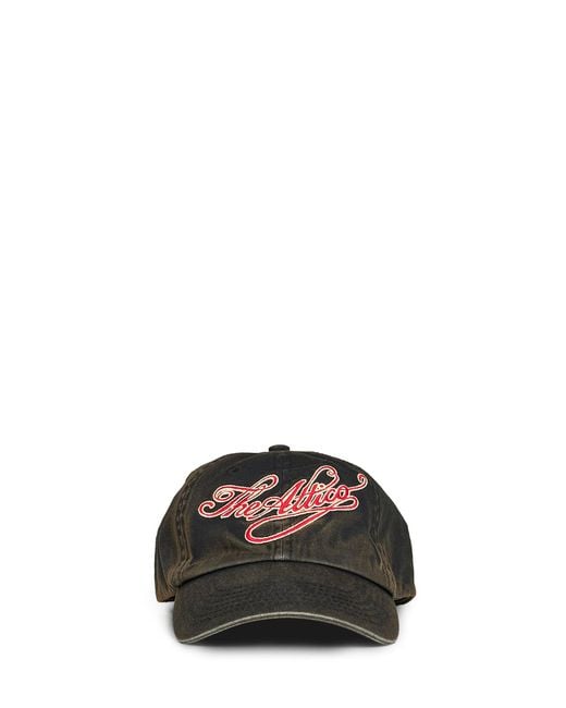 The Attico Black Cotton Denim Logo Baseball Cap