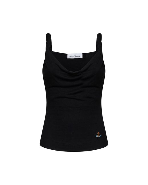 Vivienne Westwood Black Ribbed Jersey Anna Draped Top