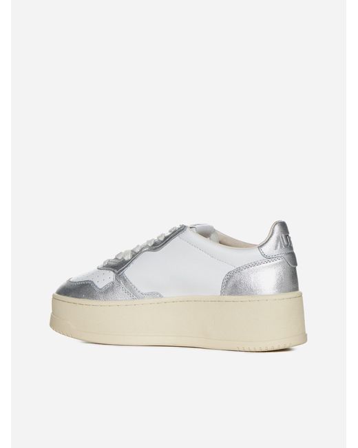 Autry White Medalist Platform Leather Sneakers