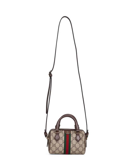 Gucci White And Dark Ophidia Mini Boston Bag