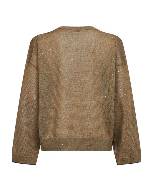 Brunello Cucinelli Natural Diamond Linen And Cotton Sweater