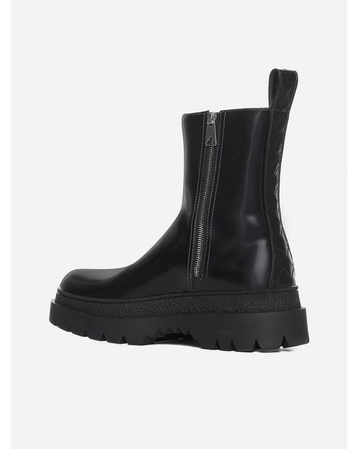 Bottega Veneta Black Highway Leather Ankle Boots for men