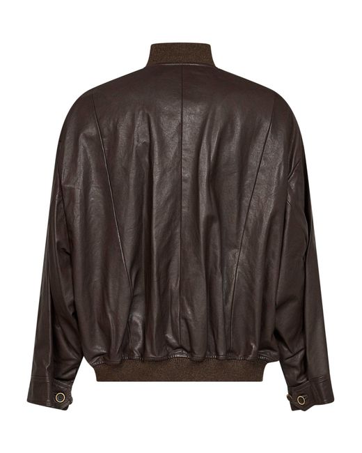 Uma Wang Brown Calf Leather Jovan Bomber Jacket for men
