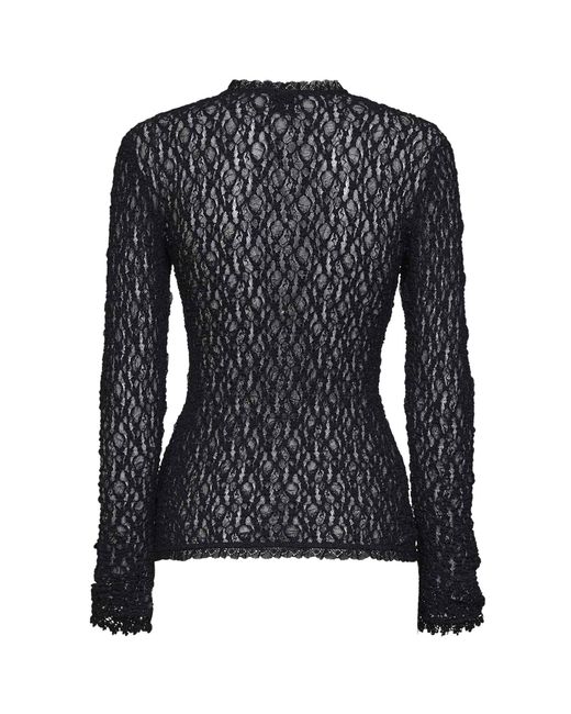 Isabel Marant Black Stretch Lace Brany Long-Sleeved Top