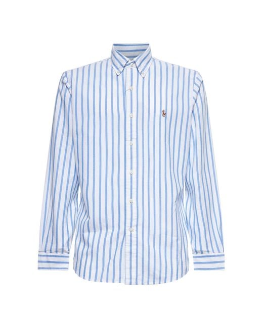 Camicia Oxford A Righe Custom-Fit di Polo Ralph Lauren in Blue da Uomo