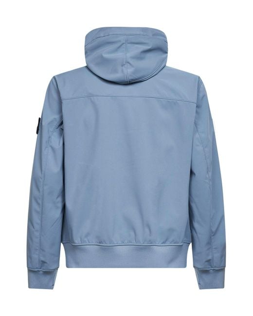 Stone Island Blue Hooded Soft Shell-R Jacket for men