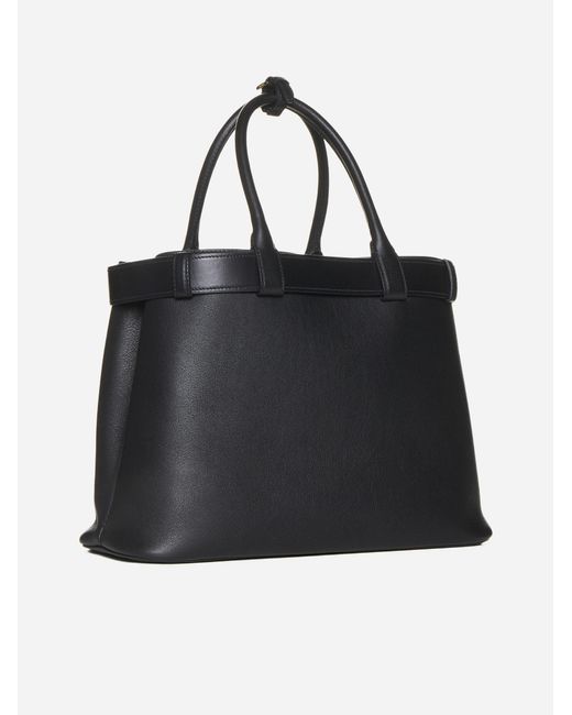 Prada Black Buckle Leather Large Tote Bag