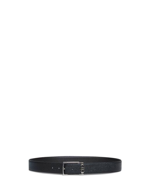 Ferragamo White And Dark Reversible Gancini Belt for men