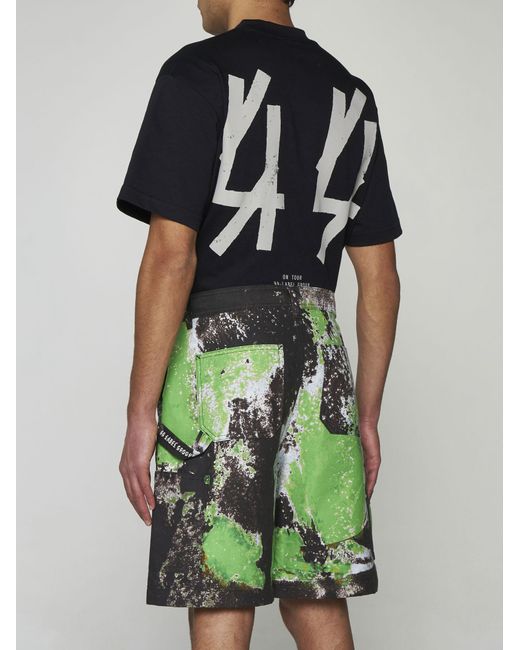44 Label Group Green Corrosive Print Cotton Shorts for men