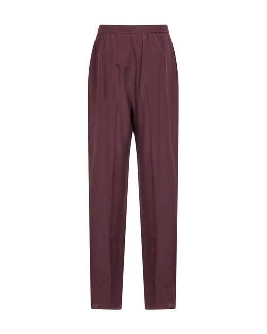 Saint Laurent Purple Aubergine Silk Habutai Tailored Trousers