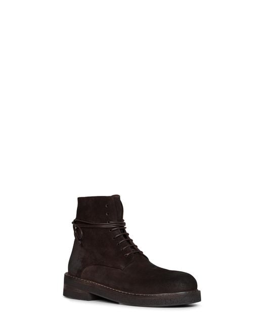 Marsèll White Dark Suede Parrucca Lace-Up Combat Boots for men