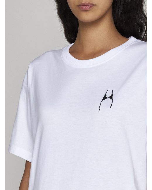 Random Identities White Bra Logo Cotton T-shirt for men