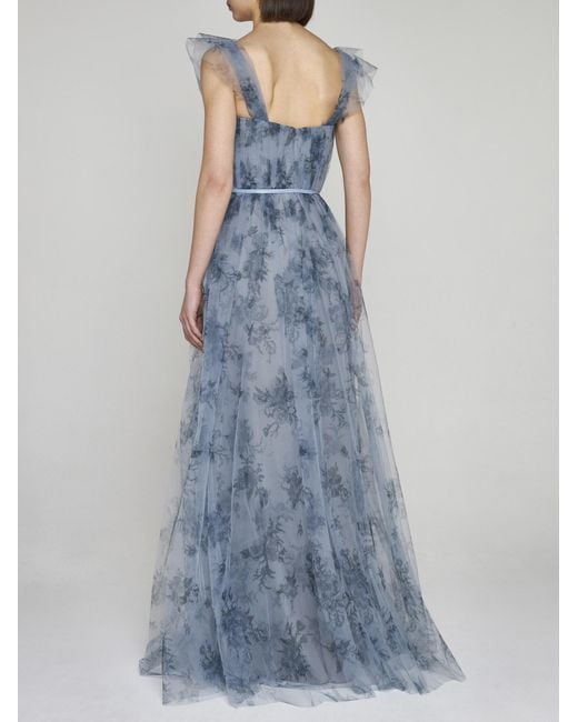 Marchesa Enna Floral Print Tulle Gown in Blue | Lyst Marchesa Enna Floral Print Tulle Gown in Blue | Lyst