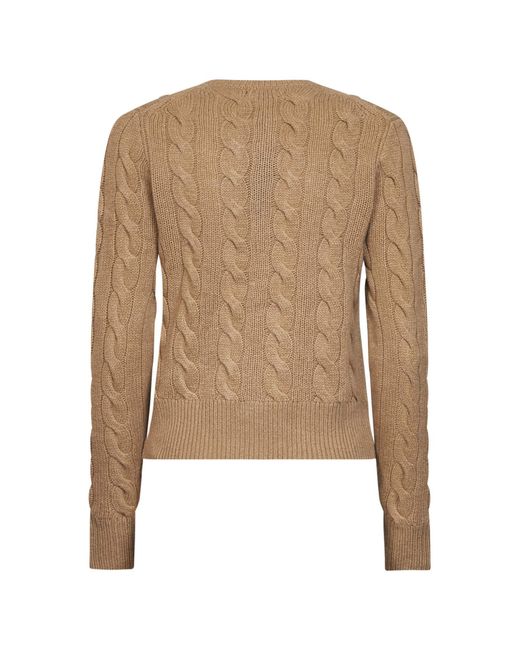 Polo Ralph Lauren Natural Camel Wool And Cashmere Cable Knit Cardigan