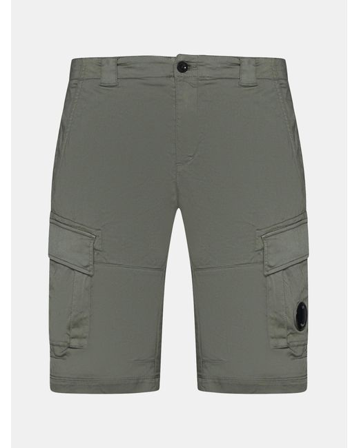 C P Company Gray Stretch Cotton Cargo Shorts for men