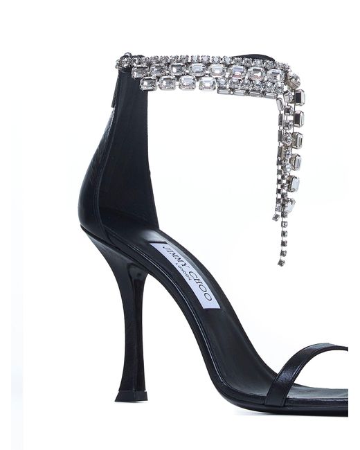 Jimmy Choo White Verity 100 Crystals Leather Sandals