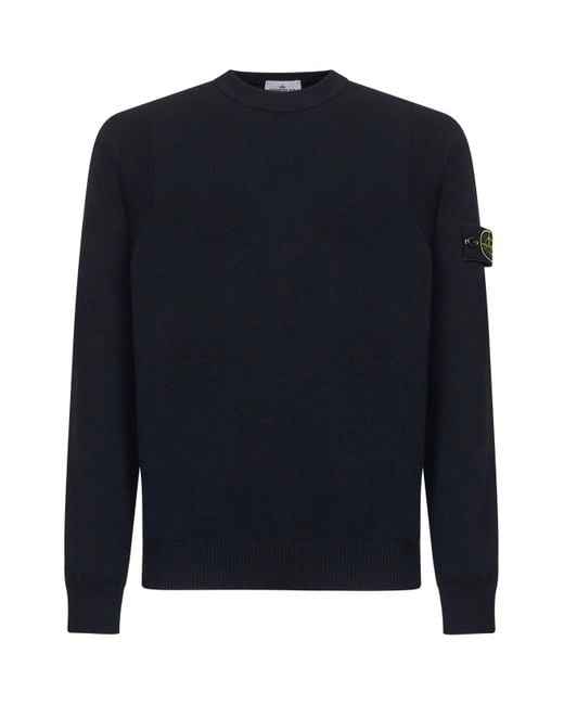 Stone Island Blue Rws Stretch Wool Crewneck Sweater for men