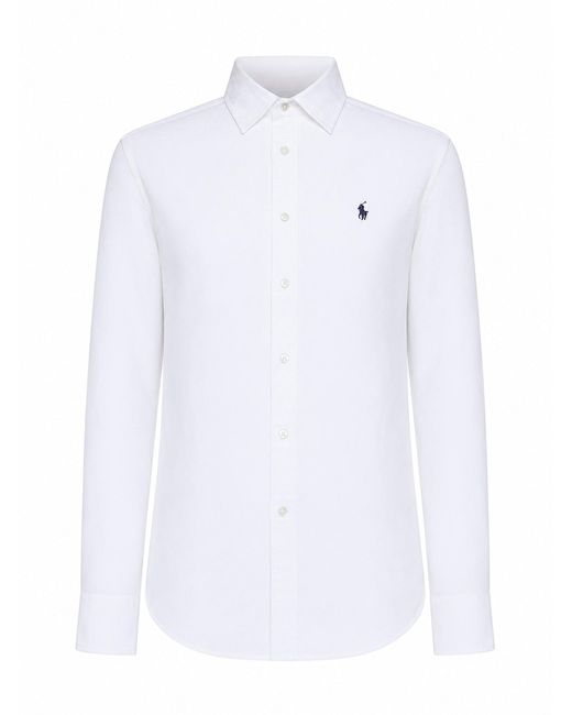 Polo Ralph Lauren White Cotton Pony Embroidered Slim-Fit Shirt