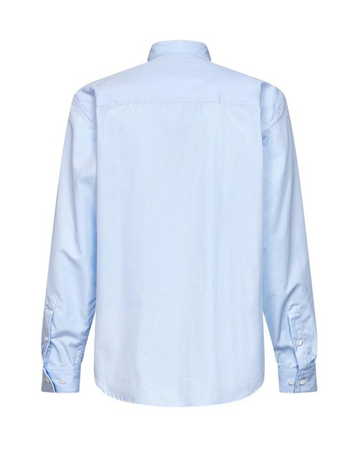 Dries Van Noten Blue Cotton Poplin Cilian Shirt With Tie for men