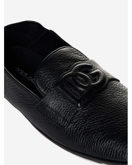 Dolce & Gabbana White Dg Logo Leather Loafers for men