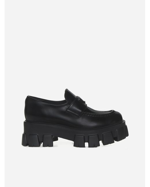 Prada Black Monolith Leather Loafers