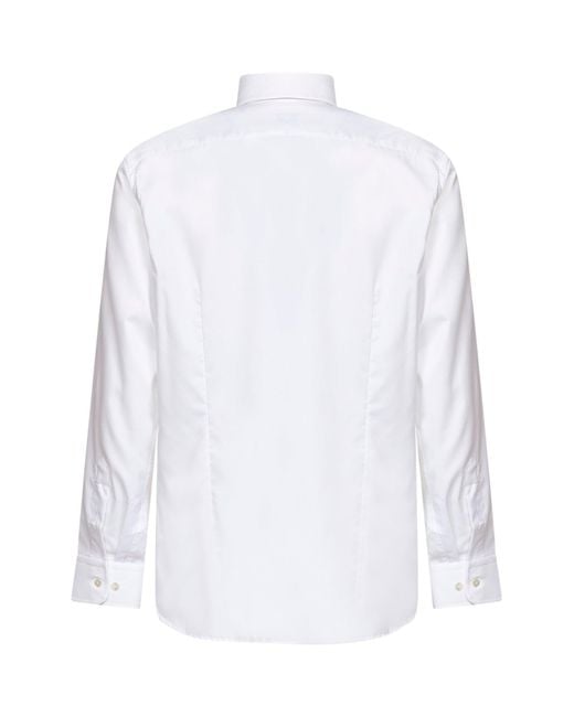 Etro White Cotton Button-Down Logo Shirt for men