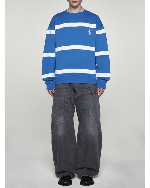 J.W. Anderson Blue Striped Cotton Sweatshirt for men