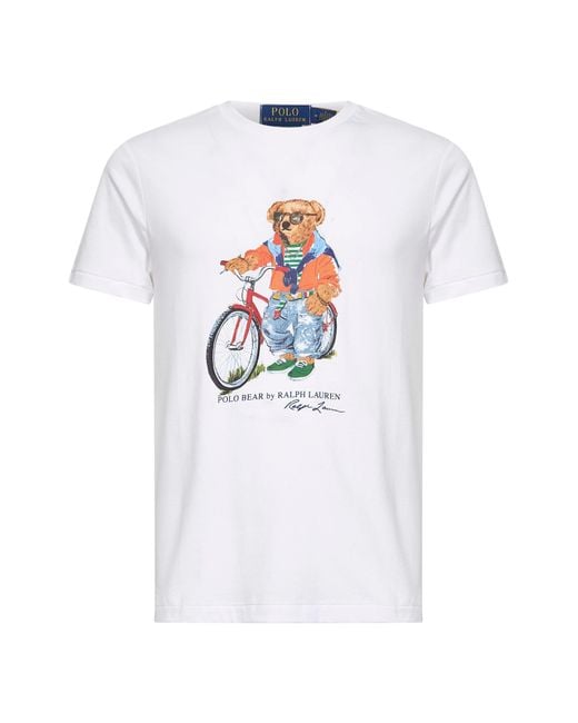 Polo Ralph Lauren White Jersey Polo Bear Custom Slim-Fit T-Shirt for men
