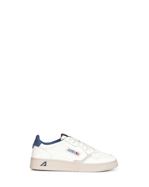 Autry White Grained Leather Medalist Low Sneakers for men