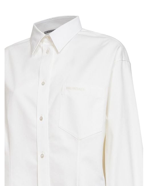 Balenciaga White Cotton Organza And Silk Poplin Classic Shirt