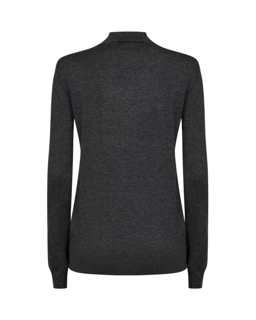 Jil Sander Black Anthracite Wool And Cashmere Knit Sweater With Pleats Detail