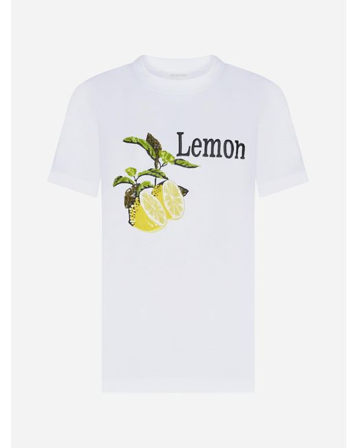 Sportmax Blue Renata Lemon Cotton T-shirt