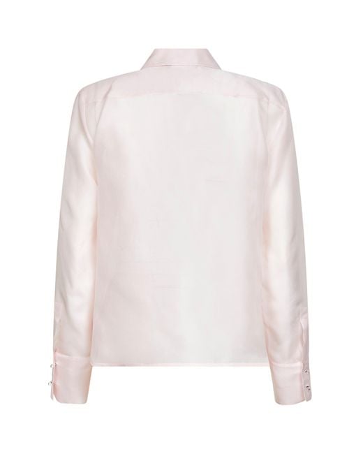 Max Mara White Silk Organza Mseagi Embroidered Shirt