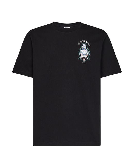 Casablanca Black Cotton Jersey Hotel Emblem T-Shirt for men