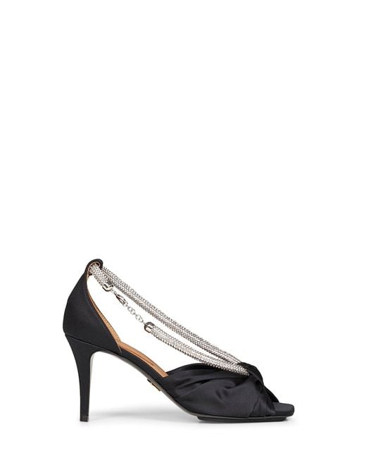 Stella McCartney Black Satin Knotted Sandals With Crystals