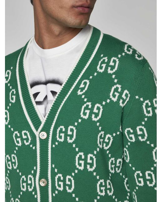 Gucci Green GG Cotton Cardigan for men